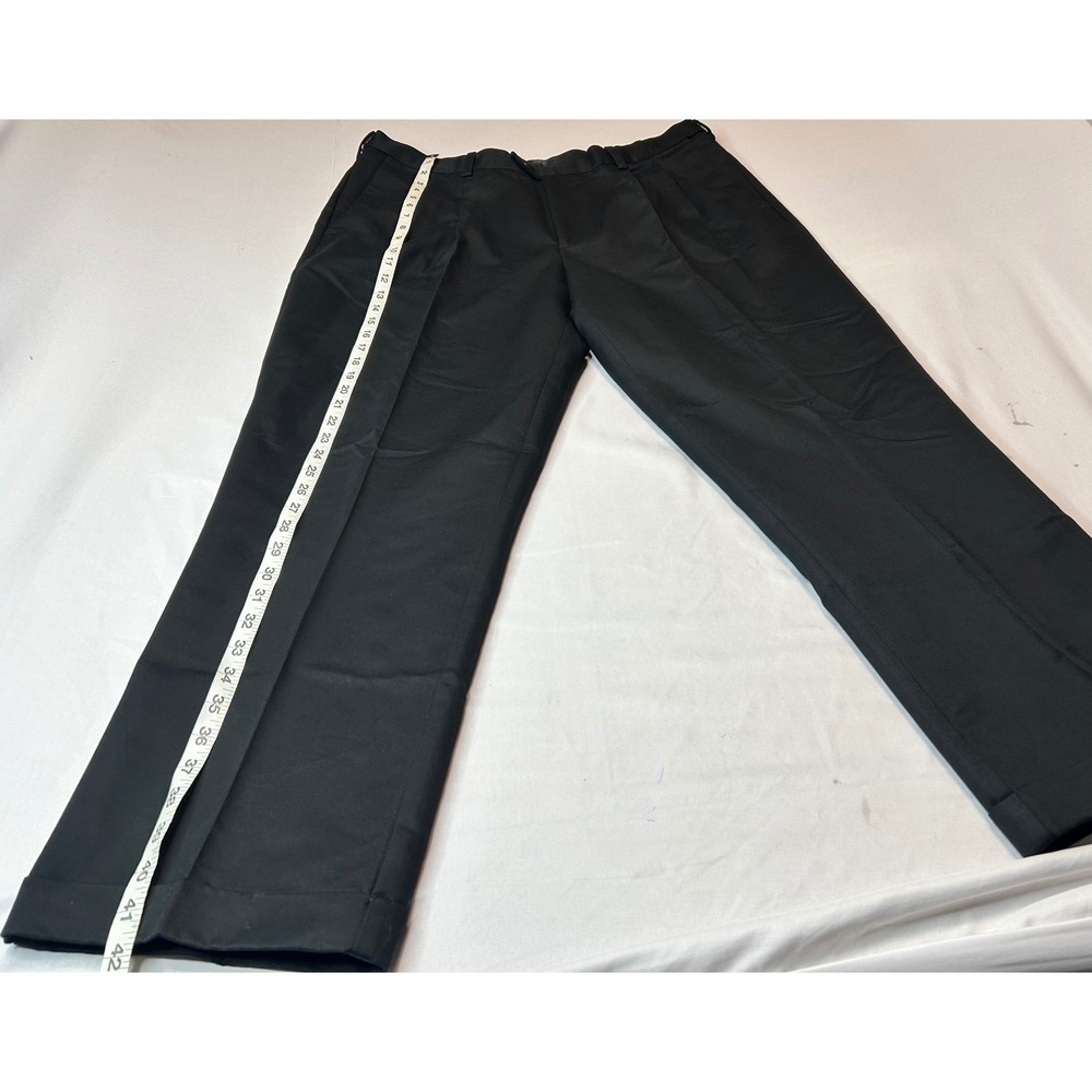 Roundtree & Yorke Mens 40x30 Black Pleated Premium Cotton Blend Dress Pants NWT